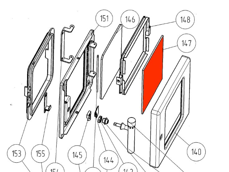 Wamsler K128F Sichtscheibe außen Heiztür